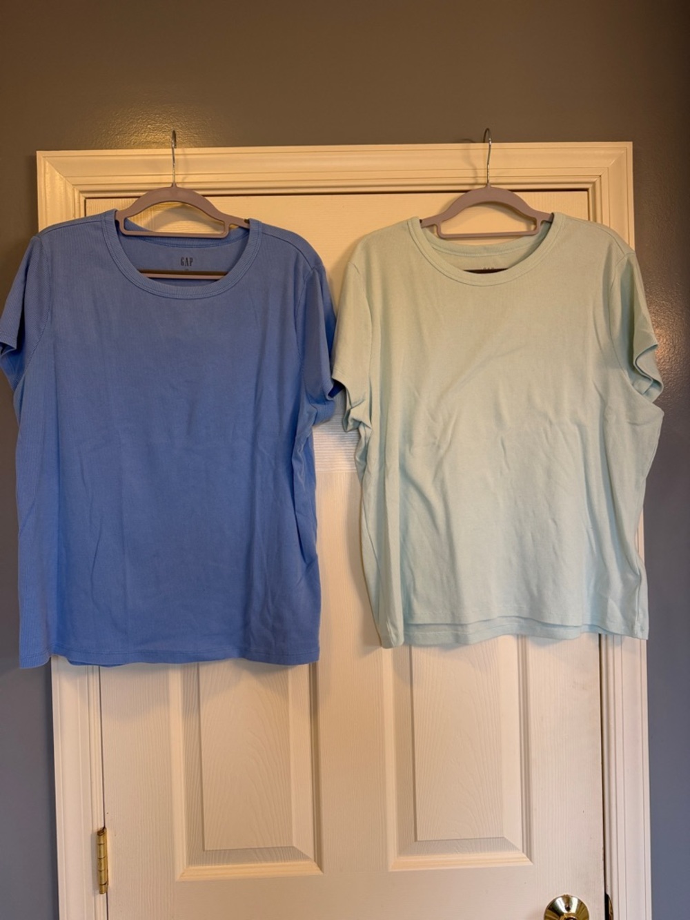 GAP Short Sleeve Crewneck Tees in Blue and Light Mint